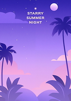PSD 구름 여행 일러스트 자연 밤하늘 휴식 사람없음 여름휴가 야자수 보라색 달 여름밤 열대잎 국내일러스트 자연요소 나무 컬러 컨셉 잎 하늘 휴가 여름 야간 생태계 파일형식 여름_계절