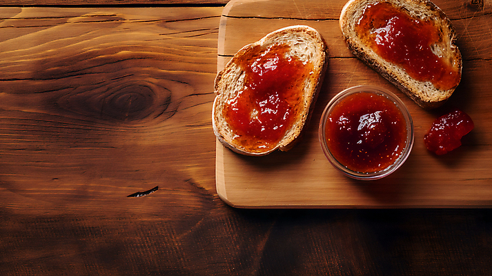 JPG 편집이미지 빵 유리 딸기 도마 사람없음 공백 달콤 유리그릇 딸기잼 나무도마 편집실사 AI포토 AI콘텐츠 그릇 음식 과일 재질 주방용품 목재 맛 잼 CG 파일형식