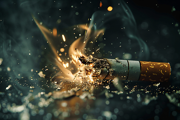 JPG 편집이미지 흡연 담배 사람없음 건강관리 연기 금연 담배꽁초 불씨 재 편집실사 AI포토 AI콘텐츠 캠페인 건강 관리 사회이슈 CG 파일형식