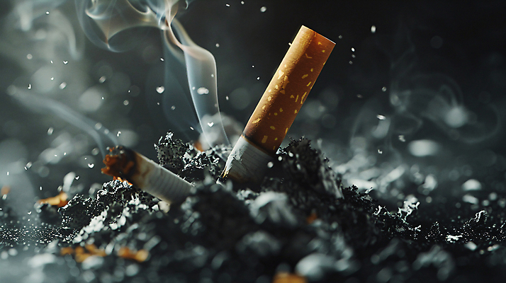 JPG 편집이미지 흡연 담배 사람없음 건강관리 연기 금연 담배꽁초 불씨 재 편집실사 AI포토 AI콘텐츠 캠페인 건강 관리 사회이슈 CG 파일형식