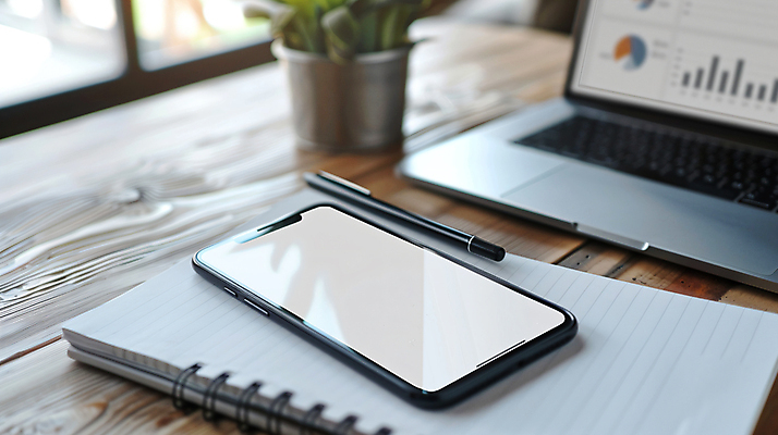 JPG 편집이미지 화분 비즈니스 사람없음 노트북 스마트폰 사무실 볼펜 사무용품 공책 오브젝트 편집실사 AI포토 AI콘텐츠 문구용품 전자제품 핸드폰 스마트기기 펜 CG 파일형식