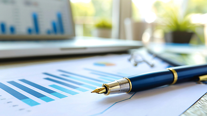 JPG 편집이미지 비즈니스 그래프 근접촬영 사람없음 노트북 사무실 볼펜 만년필 사무용품 오브젝트 문서 편집실사 AI포토 AI콘텐츠 뷰포인트 문구용품 전자제품 펜 CG 파일형식