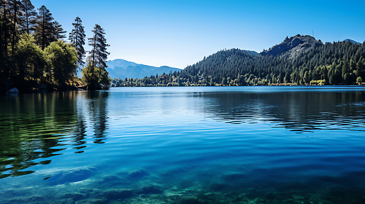 JPG 나무 편집이미지 호수 여유 자연 하늘 휴식 산 풍경 사람없음 반사 수면 편집실사 AI포토 AI콘텐츠 식물 감정 컨셉 물 CG 생태계 파일형식