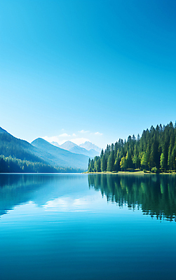 JPG 나무 편집이미지 호수 여유 자연 하늘 휴식 산 풍경 사람없음 반사 수면 편집실사 AI포토 AI콘텐츠 식물 감정 컨셉 물 CG 생태계 파일형식