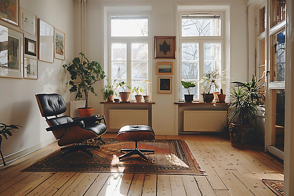 JPG 식물 편집이미지 화분 액자 창문 사람없음 인테리어 소파 햇빛 카펫 공간 분위기 나무바닥 구성 킨포크 2025년 트렌드컬러 차분 편집실사 모카무스 AI포토 AI콘텐츠 디자인 컬러 컨셉 의자 바닥 태양 연도 CG 파일형식