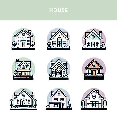 일러스트 주택 굴뚝 사람없음 건물 다양 도시 벡터 국내일러스트 AI파일 건축물 다수 파일형식