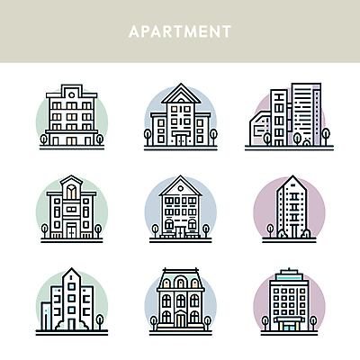일러스트 아파트 주택 사람없음 건물 다양 도시 공동주택 벡터 국내일러스트 AI파일 건축물 다수 파일형식