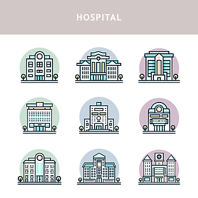 일러스트 병원 사람없음 건물 다양 도시 벡터 국내일러스트 AI파일 건축물 다수 의학 파일형식