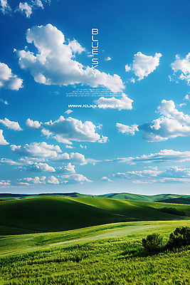 PSD 구름 편집이미지 하늘 풍경 초원 사람없음 초록색 파란색 언덕 카피스페이스 이미지편집 자연요소 컬러 공백 파일형식
