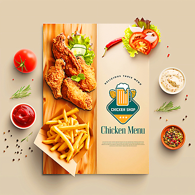 PSD 편집이미지 백그라운드 토마토 포장 탁자 타이포그라피 사람없음 세트 치킨 감자튀김 신선 소스 메뉴 야식 이미지편집 문자 가구 채소 감자 튀김 양념 닭고기요리 파일형식