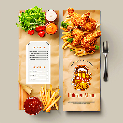 PSD 편집이미지 백그라운드 토마토 포장 탁자 타이포그라피 사람없음 세트 치킨 감자튀김 신선 소스 메뉴 야식 이미지편집 문자 가구 채소 감자 튀김 양념 닭고기요리 파일형식