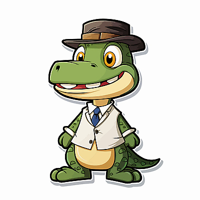 캐릭터 모자 일러스트 넥타이 서기 사람없음 치아 심볼 악어 일러캐릭터 AI파일 잡화 파충류 모션 소화기관 파일형식 벡터