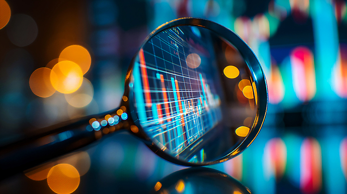 JPG 편집이미지 돋보기 그래프 사람없음 확대 주식 오브젝트 보케 스톡 편집실사 AI포토 AI콘텐츠 금융 CG 파일형식