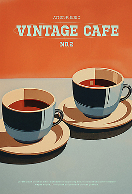 PSD 편집이미지 포스터 커피 음료 하늘색 따뜻함 사람없음 여름 카페 빈티지 커피잔 컵받침 복고 감성 이미지편집 계절 컨셉 잔 파란색 상점 받침대 파일형식