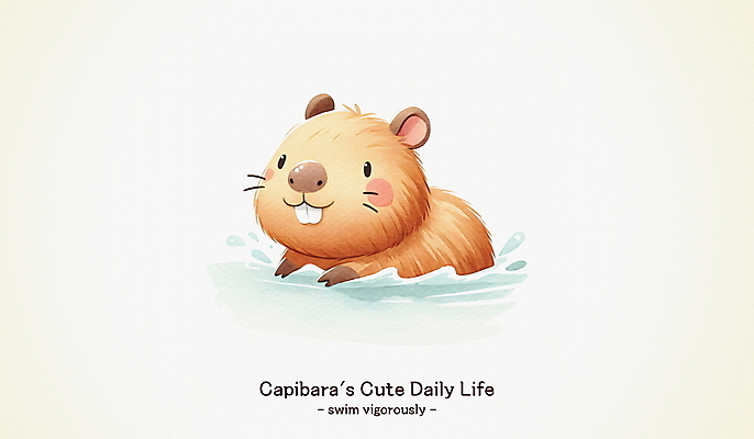 PSD 동물 캐릭터 백그라운드 일러스트 물놀이 타이포그라피 사람없음 일상 물 갈색 귀여움 수영 카피바라 일러캐릭터 자연요소 문자 컬러 컨셉 놀이 초식동물 라이프 수상스포츠 설치류 파일형식