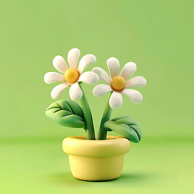 PSD 편집이미지 꽃 화분 잎 사람없음 초록색 3D 봄 오브젝트 점토 편집3D 식물 계절 컬러 디지털합성 파일형식