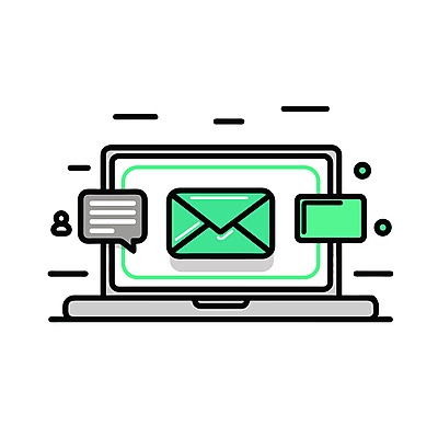아이콘 말풍선 비즈니스 커뮤니케이션 사람없음 초록색 노트북 이메일 스마트 라인아이콘 편지지 전송 2D아이콘 AI파일 컬러 컨셉 전자제품 편지 파일형식 벡터