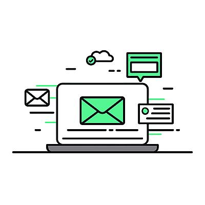 구름 아이콘 말풍선 비즈니스 커뮤니케이션 사람없음 초록색 노트북 메시지 스마트 라인아이콘 편지지 체크표시 인터페이스 2D아이콘 AI파일 자연요소 컬러 컨셉 전자제품 편지 확인 파일형식 벡터