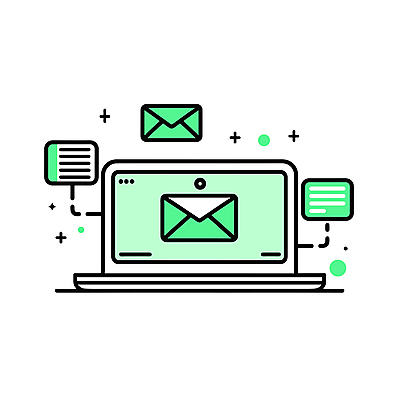아이콘 비즈니스 커뮤니케이션 사람없음 초록색 노트북 이메일 스마트 라인아이콘 편지지 인터페이스 2D아이콘 AI파일 컬러 컨셉 전자제품 편지 파일형식 벡터