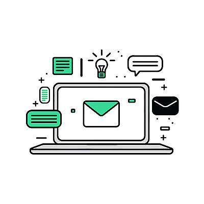 아이콘 말풍선 비즈니스 전구 커뮤니케이션 사람없음 초록색 노트북 메시지 이메일 스마트 알림 라인아이콘 편지지 송수신 2D아이콘 AI파일 컬러 컨셉 전자제품 편지 파일형식 벡터