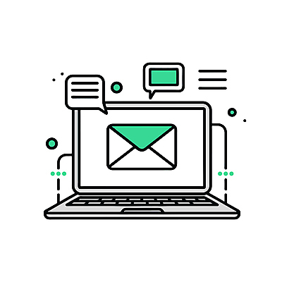 아이콘 말풍선 비즈니스 커뮤니케이션 사람없음 초록색 노트북 메시지 이메일 스마트 알림 라인아이콘 편지지 전송 2D아이콘 AI파일 컬러 컨셉 전자제품 편지 파일형식 벡터