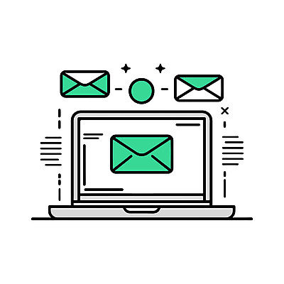 아이콘 비즈니스 커뮤니케이션 관리 사람없음 초록색 노트북 이메일 스마트 라인아이콘 편지지 인터페이스 2D아이콘 AI파일 컬러 컨셉 전자제품 편지 파일형식 벡터