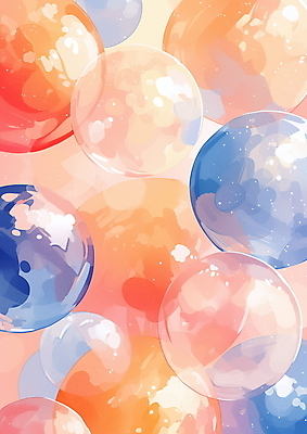 JPG 디자인 행복 패턴 일러스트 밝음 사람없음 여름 컬러풀 거품 원형 파스텔톤 키치 국내일러스트 AI일러스트 AI콘텐츠 도형 계절 감정 컬러 컨셉 무늬 파일형식