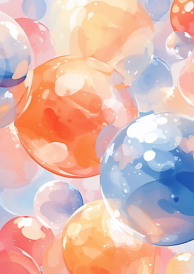 JPG 무료이미지 디자인 행복 패턴 일러스트 밝음 사람없음 여름 컬러풀 거품 원형 파스텔톤 키치 국내일러스트 AI일러스트 AI콘텐츠 도형 계절 감정 컬러 컨셉 무늬 파일형식