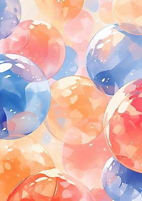 JPG 디자인 행복 패턴 일러스트 밝음 사람없음 여름 컬러풀 거품 원형 파스텔톤 키치 국내일러스트 AI일러스트 AI콘텐츠 도형 계절 감정 컬러 컨셉 무늬 파일형식