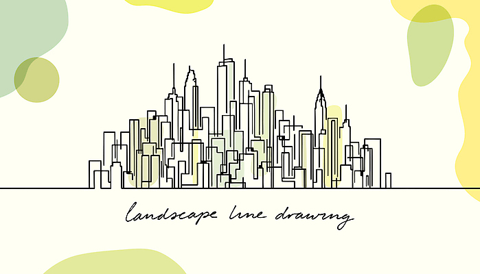 디자인 라인일러스트 일러스트 풍경 사람없음 초록색 도시풍경 도시 라인아트 스카이라인 미니멀 국내일러스트 AI파일 선 컬러 파일형식 벡터