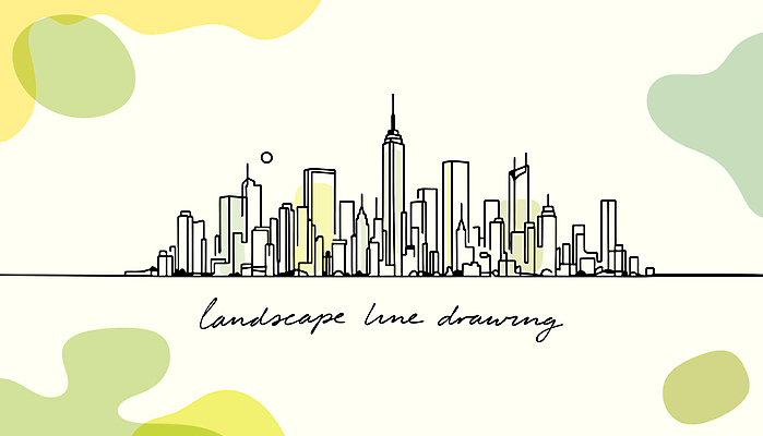 디자인 라인일러스트 일러스트 풍경 사람없음 초록색 도시풍경 도시 라인아트 스카이라인 미니멀 국내일러스트 AI파일 선 컬러 파일형식 벡터