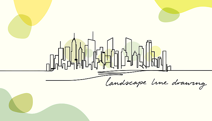 디자인 라인일러스트 일러스트 풍경 사람없음 초록색 도시풍경 도시 라인아트 스카이라인 미니멀 국내일러스트 AI파일 선 컬러 파일형식 벡터