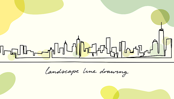 디자인 라인일러스트 일러스트 풍경 사람없음 초록색 도시풍경 도시 라인아트 스카이라인 미니멀 국내일러스트 AI파일 선 컬러 파일형식 벡터