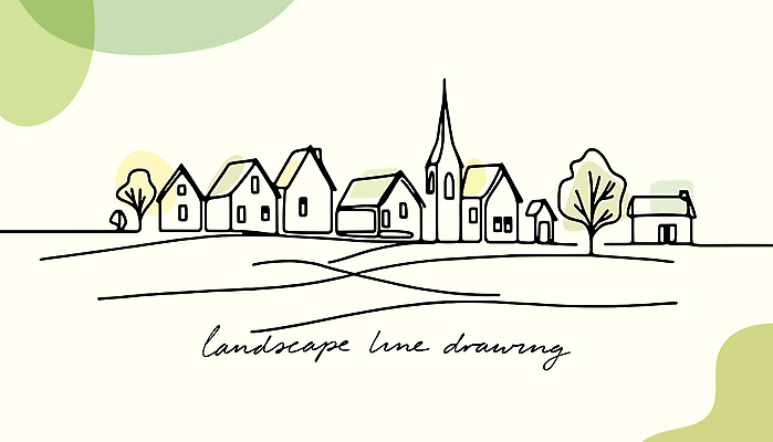 나무 디자인 라인일러스트 일러스트 주택 풍경 사람없음 초록색 평화 마을 라인아트 국내일러스트 AI파일 식물 선 컬러 컨셉 건물 파일형식 벡터