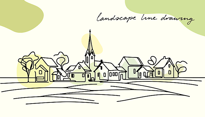 나무 디자인 라인일러스트 일러스트 주택 풍경 사람없음 초록색 평화 마을 라인아트 국내일러스트 AI파일 식물 선 컬러 컨셉 건물 파일형식 벡터