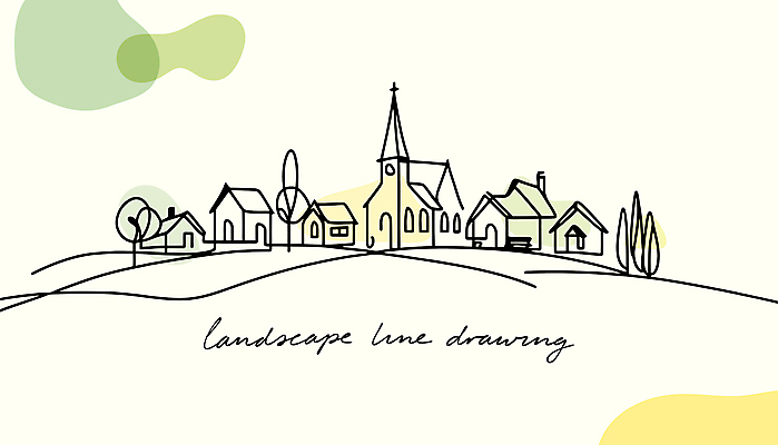 나무 디자인 라인일러스트 일러스트 주택 풍경 사람없음 초록색 평화 마을 라인아트 국내일러스트 AI파일 식물 선 컬러 컨셉 건물 파일형식 벡터