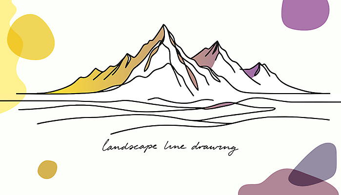 디자인 라인일러스트 일러스트 자연 산 풍경 사람없음 평화 보라색 라인아트 국내일러스트 AI파일 선 컬러 컨셉 생태계 파일형식 벡터