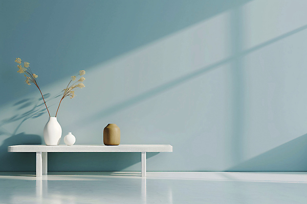 JPG 편집이미지 화분 화초 그림자 사람없음 파란색 인테리어 햇빛 공간 책상 오브젝트 감성 카피스페이스 편집실사 AI포토 AI콘텐츠 식물 디자인 컬러 가구 컨셉 태양 공백 CG 파일형식