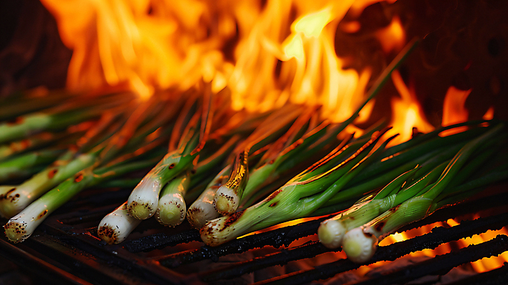 JPG 편집이미지 음식 불 요리 사람없음 뜨거움 그릴 굽기 디지털합성 대파 스페인요리 칼솟타다 편집실사 AI포토 AI콘텐츠 자연요소 주방용품 스페인 구이 CG 파 스페인음식 파일형식