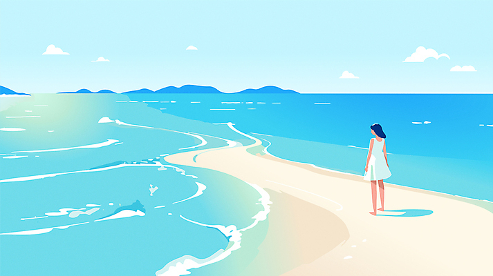 전신 구름 여자 백그라운드 일러스트 하늘 산 한명 성인 파란색 여름휴가 모래사장 걷기 여름풍경 산책 시원함 구경 상쾌 감성 성인여자한명만 여름배경 국내일러스트 AI파일 자연요소 1 감정 바다 컬러 컨셉 모션 휴가 휴식 사람 풍경 여자한명만 성인여자만 파일형식 벡터 여름_계절