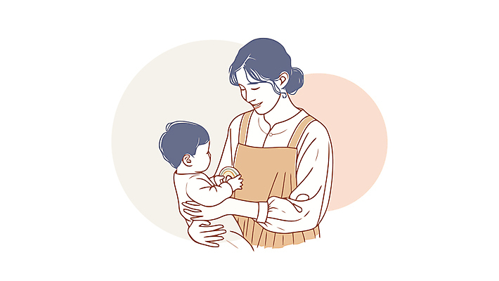 여자 남자 어린이 일러스트 안기 놀이 엄마 사탕 들기 앉기 소년 상반신 성인 두명 마주보기 눈감음 앞치마 육아 돌봄 국내일러스트 AI파일 가족 모션 디저트 사람 파일형식 벡터