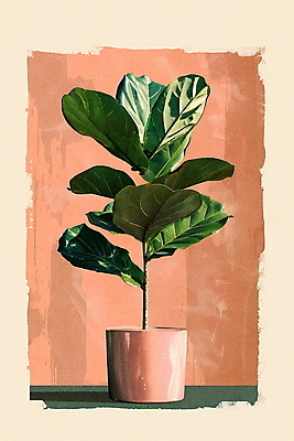 PSD 편집이미지 화분 사람없음 초록색 인테리어 주황색 모던 고무나무 보테니컬아트 미니멀 이미지편집 나무 디자인 컬러 파일형식