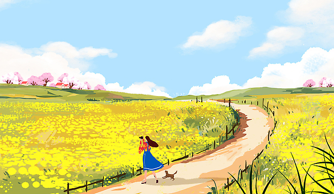 전신 PSD 구름 여자 일러스트 하늘 한명 들기 성인 울타리 카메라 사진촬영 촬영 벚꽃 시골 강아지 유채 성인여자한명만 봄배경 국내일러스트 자연요소 1 꽃 백그라운드 모션 사람 전자제품 담장 반려동물 봄 개 여자한명만 성인여자만 파일형식