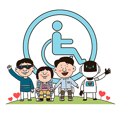전신 여자 남자 과학 일러스트 미래 앉기 성인 세명 컬러풀 하트 인사 봉사 도움 발전 장애인 심볼 로봇 휠체어 화합 동행 장애 성인만 AI_인공지능 국내일러스트 AI파일 모양 컬러 컨셉 모션 사람 예절 파일형식 벡터