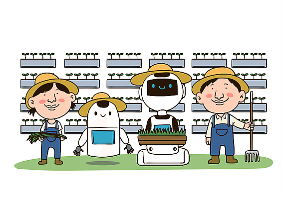 전신 직업 모자 여자 남자 일러스트 미래 들기 성인 두명 컬러풀 새싹 농사 벼 도움 풀 로봇 화합 전원생활 동행 자동화 성인만 스마트팜 청년농부 AI_인공지능 국내일러스트 AI파일 식물 잡화 컬러 컨셉 농업 모션 곡류 사람 생활 농장 농부 파일형식 벡터