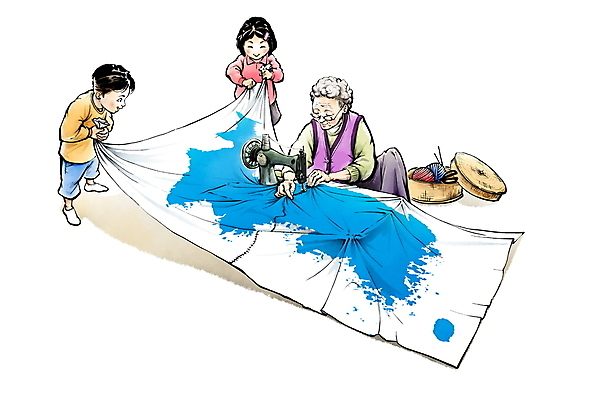 전신 PSD 여자 노년 남자 안경 할머니 어린이 일러스트 캘리그라피 한국 들기 소녀 소년 세명 컬러풀 바느질 천 재봉틀 동양화 번짐 38선 반짓고리 휴전선 국내일러스트 잡화 아시아 컬러 모션 미술 사람 성인 직물 전쟁 파일형식 효과