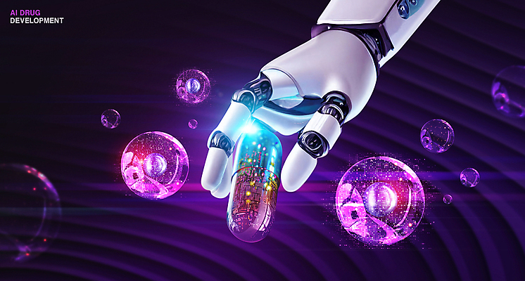 PSD 편집이미지 손 과학 패턴 의학 기술 사람없음 알약 보라색 기계 물방울 스마트 로봇 개발 바이오 AI_인공지능 이미지편집 컬러 컨셉 무늬 신체부위 약 파일형식