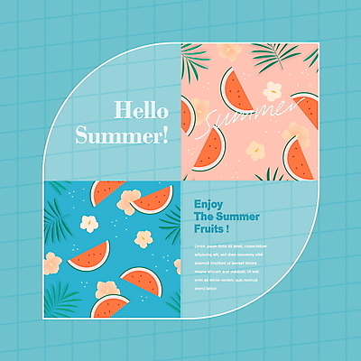템플릿 디자인 하늘색 패턴 휴가 수박 프레임 사람없음 여름 축제 패턴백그라운드 즐거움 상쾌 환영 야자수잎 수박씨 하와이무궁화 편집소스 이미지템플릿 AI파일 계절 꽃 감정 백그라운드 잎 무늬 과일 씨앗 파란색 파일형식 벡터