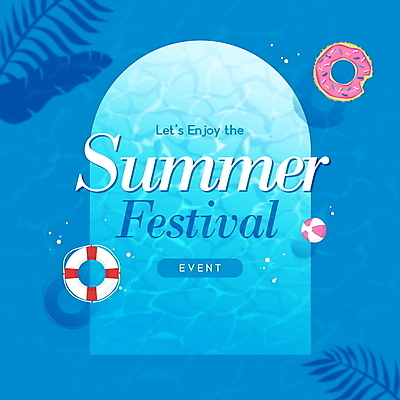 템플릿 디자인 물결 휴가 나뭇잎 프레임 수영장 그림자 이벤트 사람없음 여름 파란색 축제 도넛 비치볼 즐거움 튜브 환영 야자수잎 편집소스 이미지템플릿 AI파일 계절 감정 컬러 잎 공 디저트 바캉스용품 파일형식 벡터