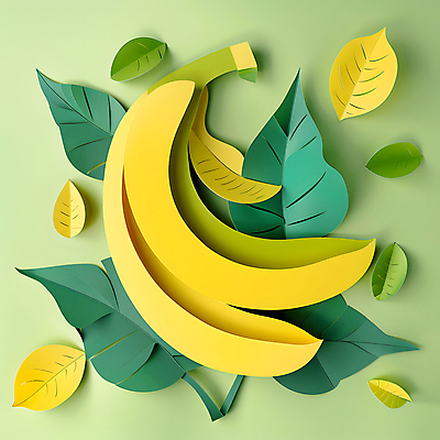 JPG 편집이미지 종이 잎 바나나 사람없음 여름 페이퍼아트 열대과일 몬스테라 편집실사 AI포토 AI콘텐츠 식물 계절 과일 CG 파일형식